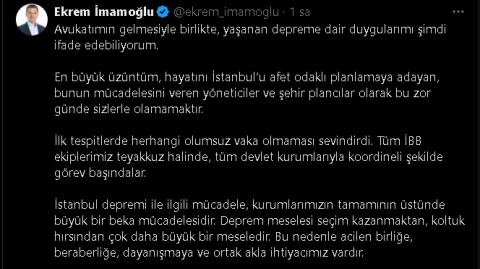 "Deprem koltuk hırsından daha büyük bir mesele"
