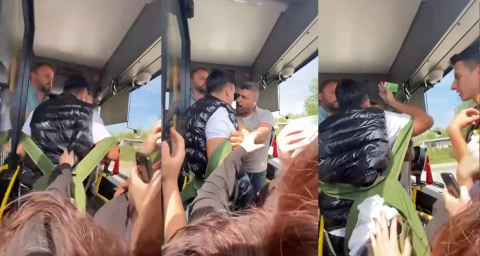 Lise Öğrencisi Tartıştığı Otobüs Şoförünün Üzerine Yürüdü, Arkadaşları O Anları Kayda Aldı
