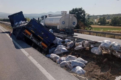 BARİYERLERE ÇARPARAK, YAN YATTI