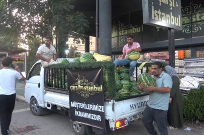 20 TON KARPUZ ÜCRETSİZ DAĞITILDI