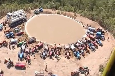 BURSA’DAKİ YANGILARDA TRAKTÖRLÜ ÇİFTÇİ DAYANIŞMA ORDUSU HELİKOPTERDEN GÖRÜNTÜLENDİ