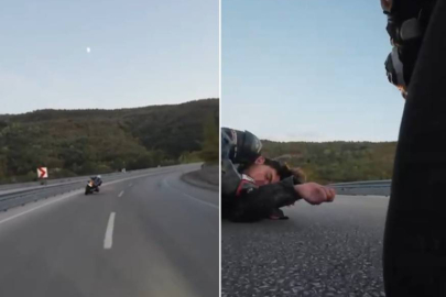 ÇANAKKALE ’DE MOTOSİKLET KAZASI KAMERADA