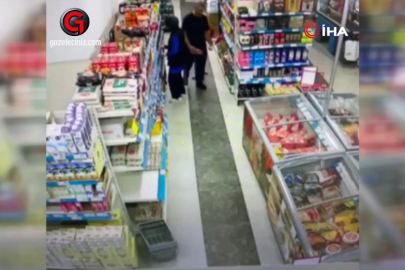 MARKETTE ÇOCUĞUNU TEKMELEYEN BABA GÖZALTINA ALINDI