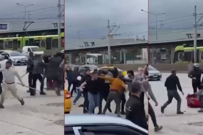 BURSA’DA İKİ GRUP SOPALARLA CADDE ORTASINDA BİRBİRİNE GİRDİ