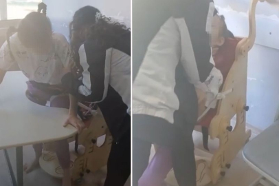 KAN DONDURAN GÖRÜNTÜ: OTİZMLİ ÖĞRENCİLER SIRALARA BAĞLANMIŞ