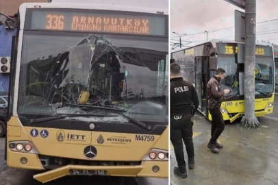 YOLA DÖKÜLEN MAZOT KAZAYA NEDEN OLDU: OTOBÜS DİREĞE ÇARPTI