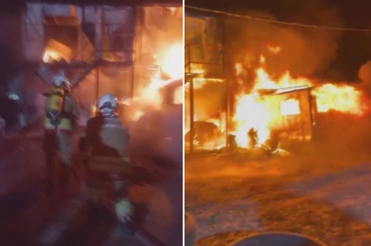 İŞÇİLERİN KALDIĞI KONTEYNER YATAKHANE ALEVLERE TESLİM OLDU