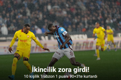 TRABZONSPOR 10 KİŞİYLE SON ANDA 1 PUANI KURTARDI