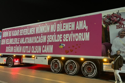 DOĞUM GÜNÜ İÇİN TIRI KAPLADI, HAVAİ FİŞEK PATLATTI