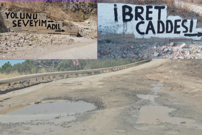 VATANDAŞ İZMİR'İN BOZUK YOLLARINA İSYANINI YAZIYA DÖKTÜ