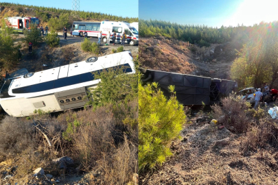 İZMİR'DE OTOBÜS VE BİR OTOMOBİL ŞARAMPOLE DEVERİLDİ