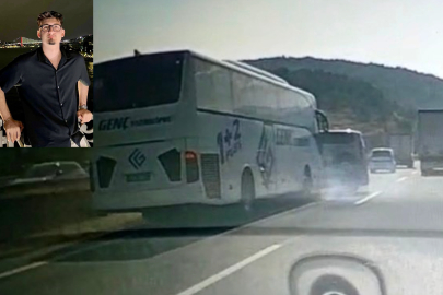 YOLCU OTOBÜSÜNÜN ÖNÜNDE TAKLA ATAN ARAÇTAN ACI HABER