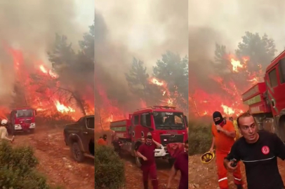 ANTALYA'DA İTFAİYE EKİBİ ALEVLERİN ARASINDAN BÖYLE ÇIKTI