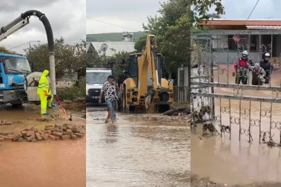 MUDANYA'YA BAĞLI ESENCE'DE SEL SULARI İLE ZORLU MÜCADELE