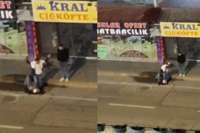 SOKAK ORTASINDAKİ ŞİDDET KAMERADA: AYAĞIYLA YÜZÜNE BASTI...