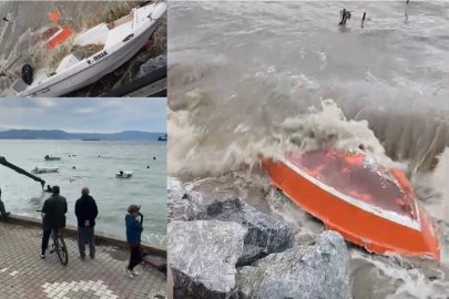 BURSA'DA LODOSTA BATAN TEKNELER DENİZDEN VİNÇLE ÇIKARILIYOR