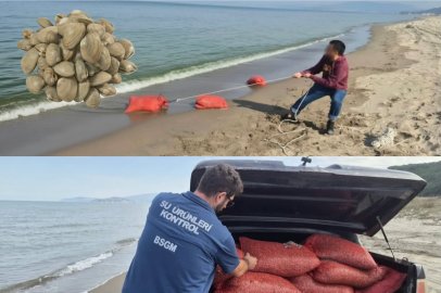 MUDANYA'DA KAÇAK AVLANAN 2 TON KUM ŞIRLANI DENİZE BIRAKILDI