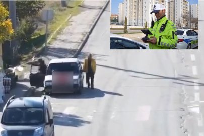 DENETİMİ GÖRÜP SÜRÜCÜ DEĞİŞTİRDİ: O ANLARI DRON YAKALDI