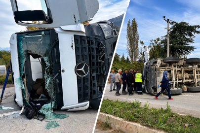 ÇORUM'DA KAZA ANI: FRENİ BOŞALAN BETON MİKSERİ DEHŞET SAÇTI