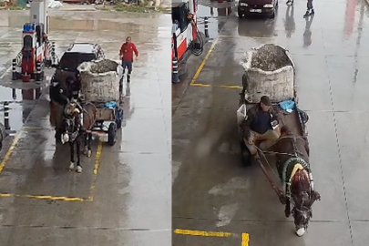 EMEKTAR AT, YAKITI BİTEN ARACI AKARYAKIT İSTASYONUNA ÇEKTİ